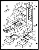 Refrigerator shelving and drawers (scd25j/p1104014w) (scd25jb/p1104016w) (scd25jp/p1104018w)