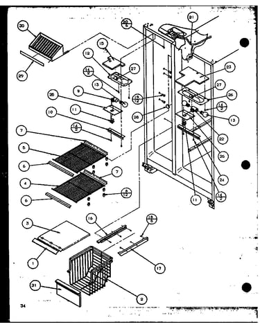 Freezer shelving and refrigerator light (sbi20k/p1102509w)