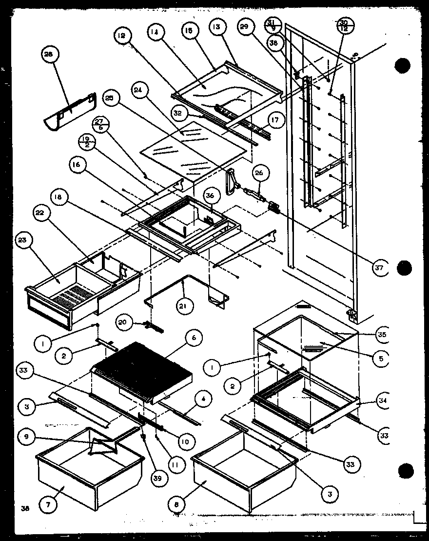 Refrigerator for shelving and drawers (sbi20k/p1102509w)