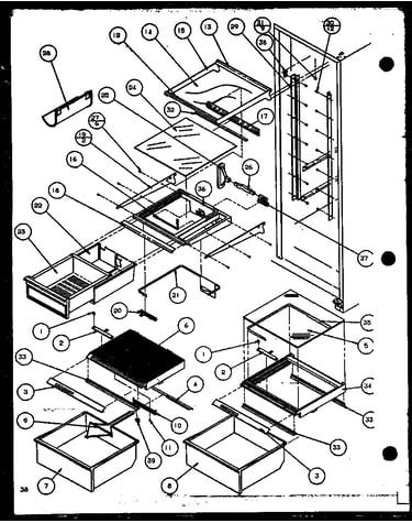 Refrigerator for shelving and drawers (sbi20k/p1102509w)