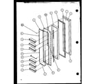 Amana 36551-P1108801W freezer door (36551/p1108801w) (36551/p1108802w) (36558/p1108803w) (36558/p1108804w) diagram