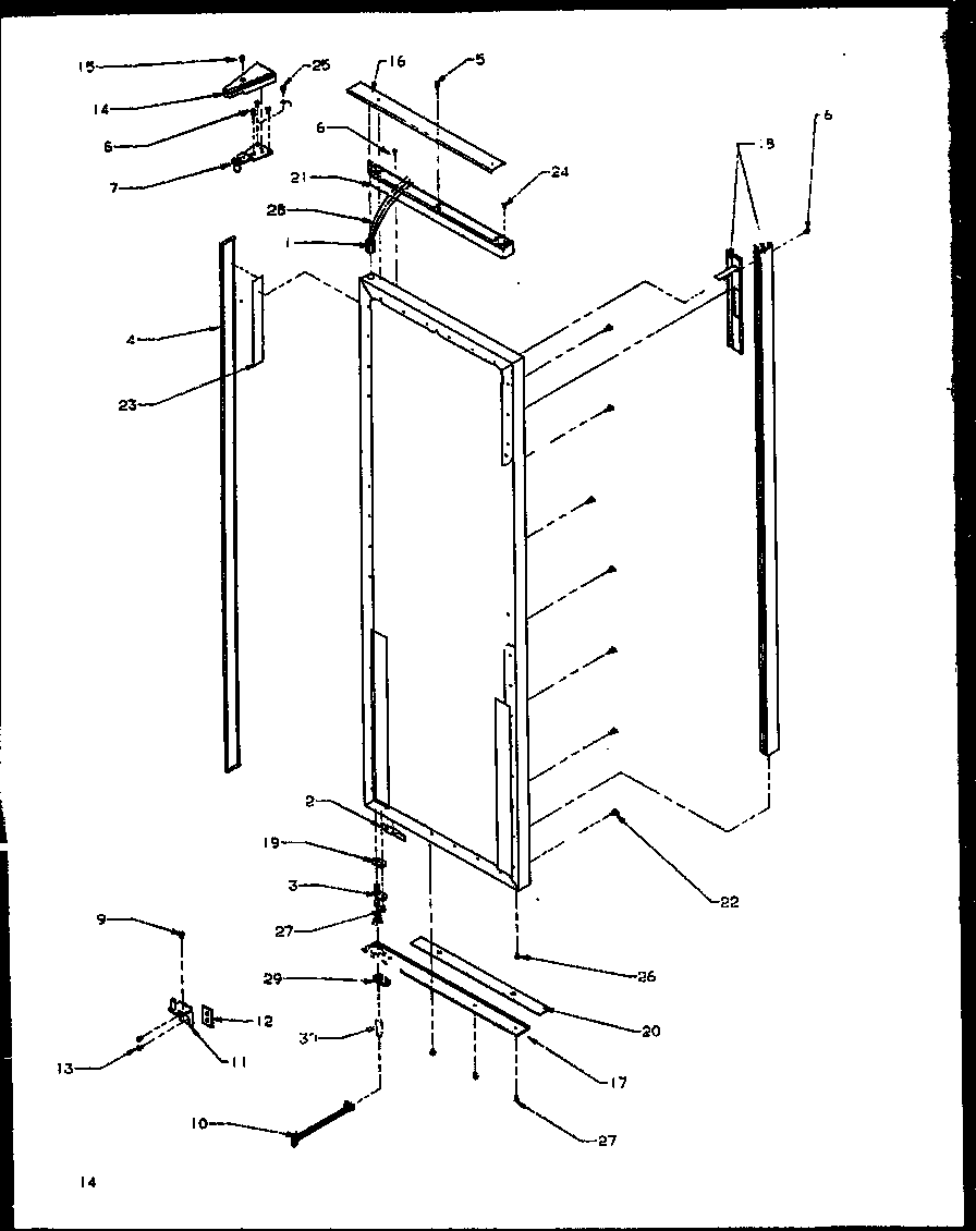 REFRIGERATOR DOOR HINGE AND TRIM PARTS (GRH2401SWW/P1168101WW)