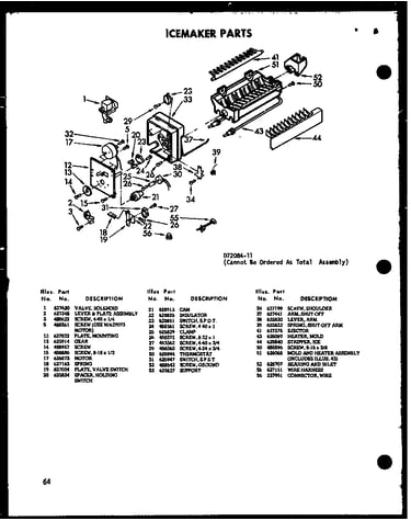 Icemaker parts (sri519w-c/p73320-25wc) (sri519w/p73320-25w) (sri519w-a/p73320-25wa) (sri519w-l/p73320-25wl) (sri519w-ag/p73320-25wg)