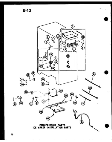 Compressor parts ice maker installation parts