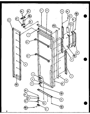 Refrigerator door hinge and trim parts