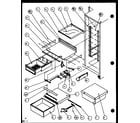 Amana SLMDT25H-P7836007W refrigerator shelving and drawers diagram