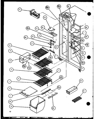 Freezer shelving and refrigerator light (sx22j/p7870118w) (sx22j/p1104029w) (sx25j/p7870105w) (sx25j/p1104025w)