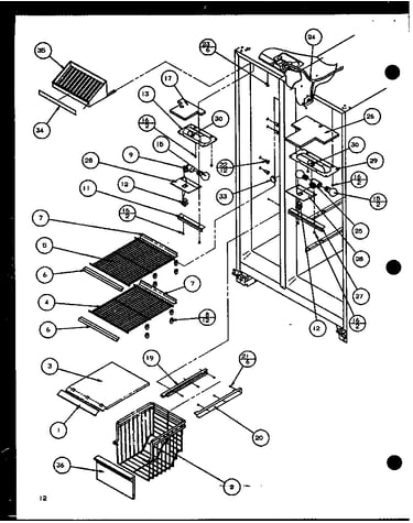 Freezer shelving and refrigerator light (sxi20j/p7870122w)
