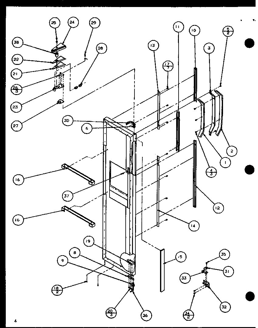 Freezer door hinge and trim parts