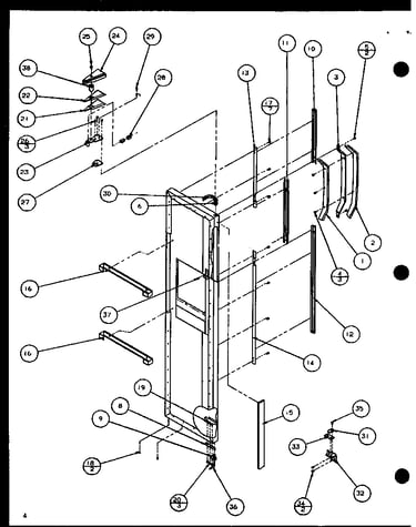 Freezer door hinge and trim parts