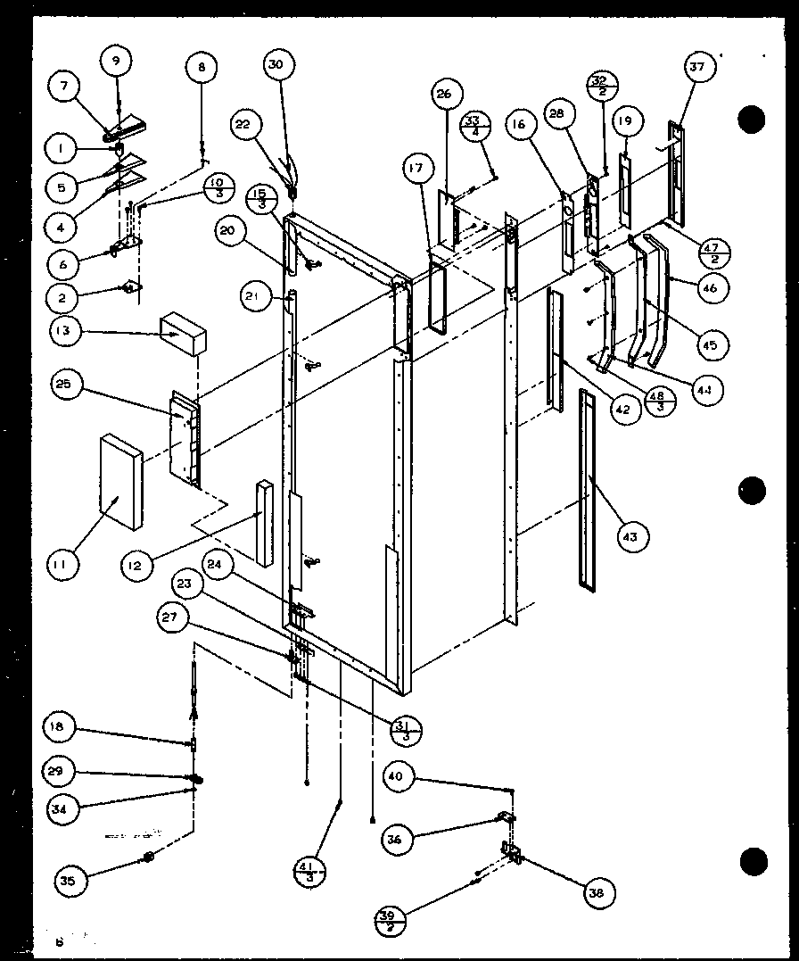Refrigerator door hinge and trim parts