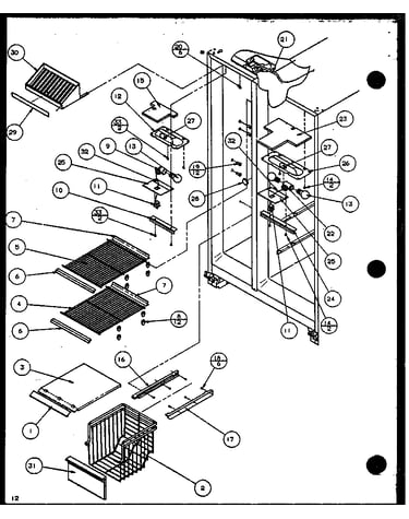 Freezer shelving and refrigerator light (szi20k/p1117801w)