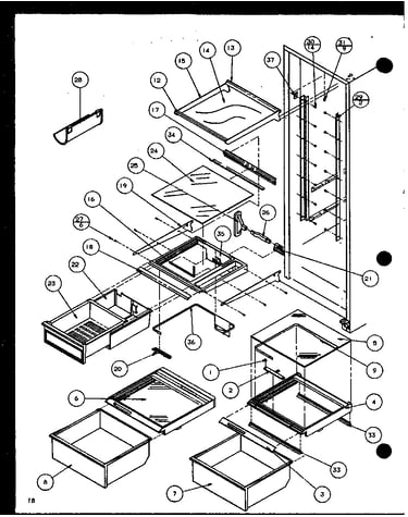 Refrigerator shelving and drawers (sxd25j/p1116401w) (sxd25j/p1116402w)