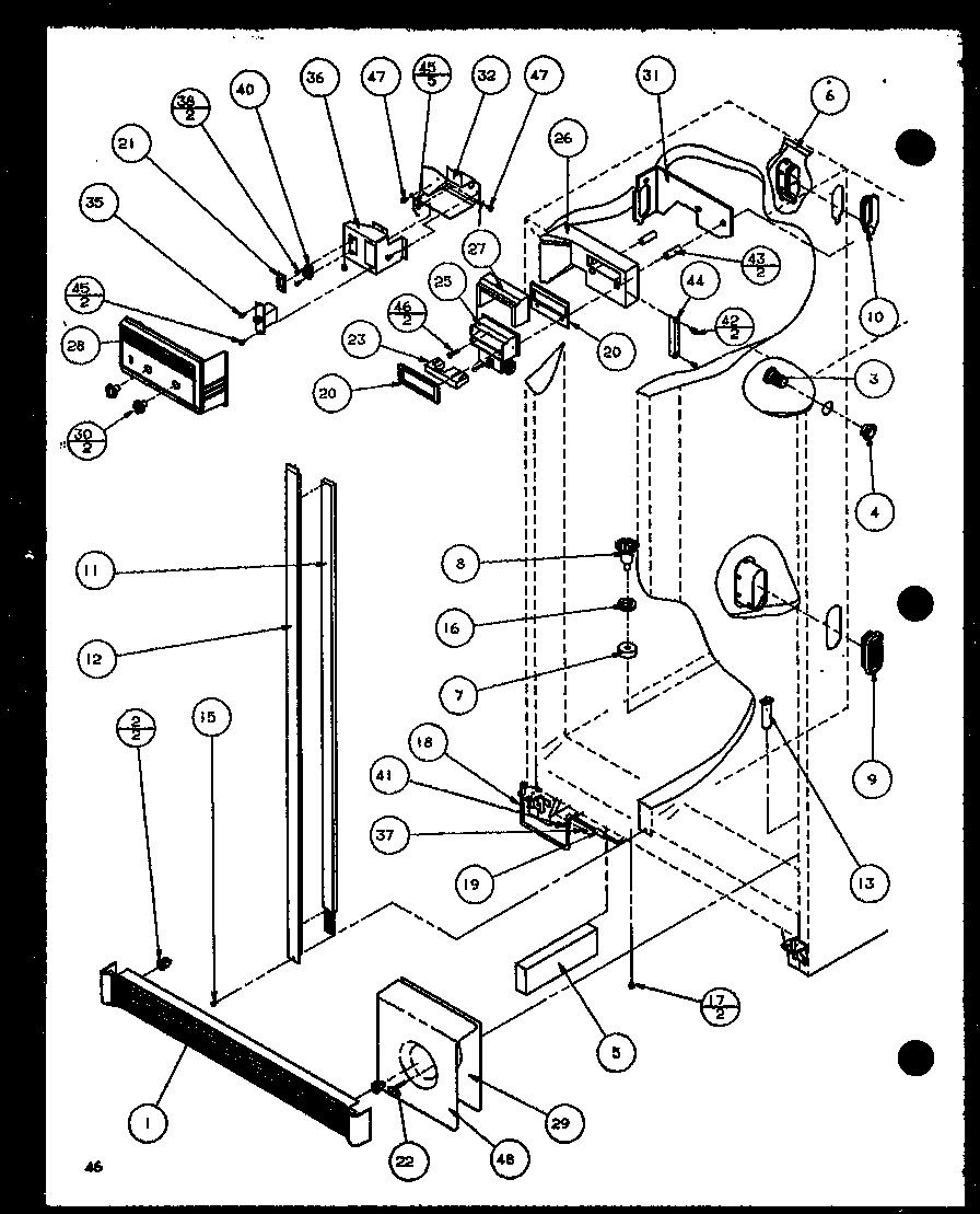 Refrigerator/freezer controls and cabinet part (sxd25jb/p1116403w) (sxd25jb/p1116404w)