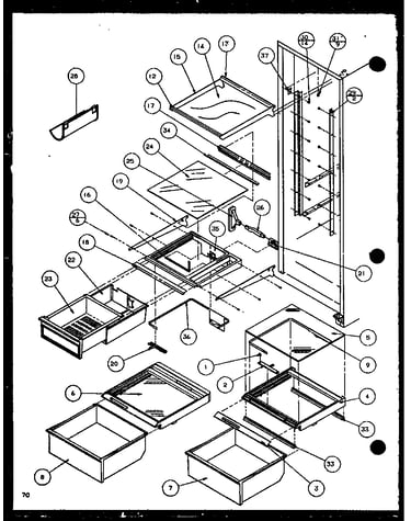 Refrigerator shelving and drawers (sxd25jp/p1116405w) (sxd25jp/p1116406w)