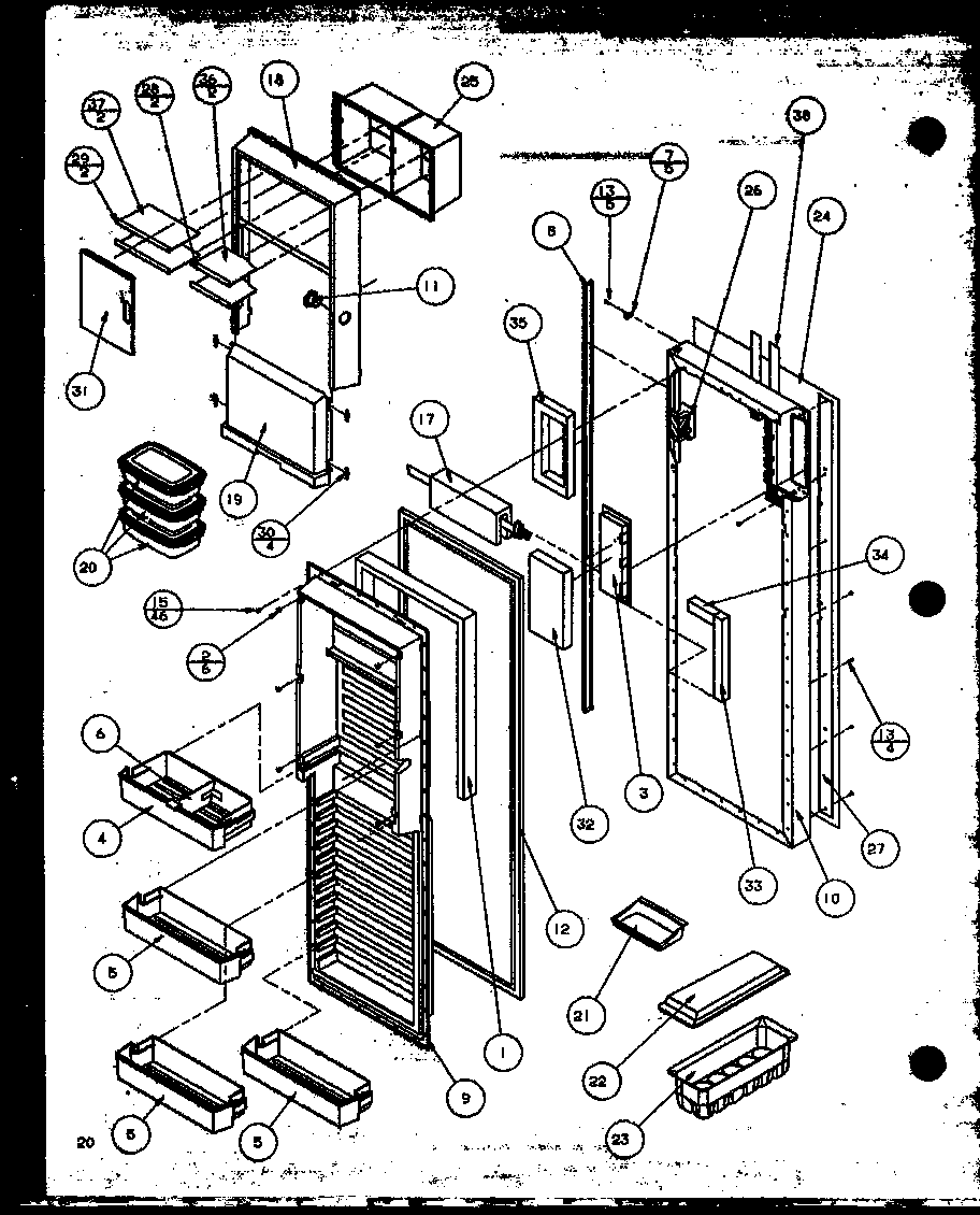 Refrigerator door (szde27mw/p1124401ww) (szde27ml/p1124401wl) (szde27mbw/p1124402ww) (szde27mbl/p1124402wl) (szde27mpw/p1124403ww) (szde27mpe/p1124403we) (szde27mpl/p1124403wl)