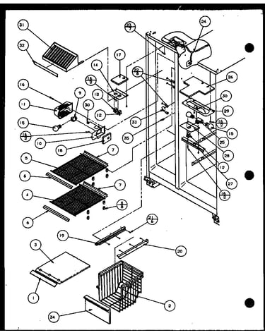 Freezer shelving and refrigerator light