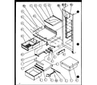 Amana SXPD20H-P7836029W refrigerator shelving and drawers diagram