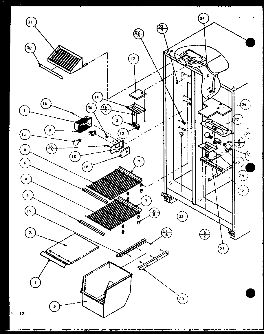 Freezer shelving and refrigerator light (scde25j/p7870104w)
