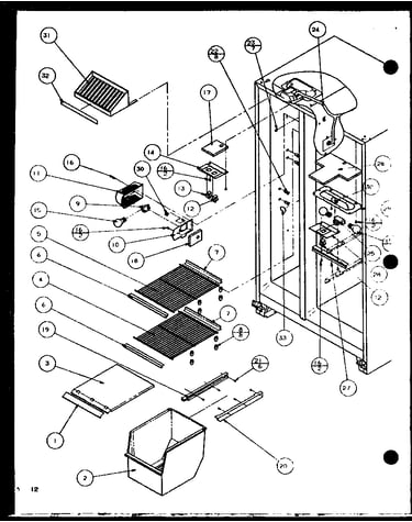 Freezer shelving and refrigerator light (scde25j/p7870104w)
