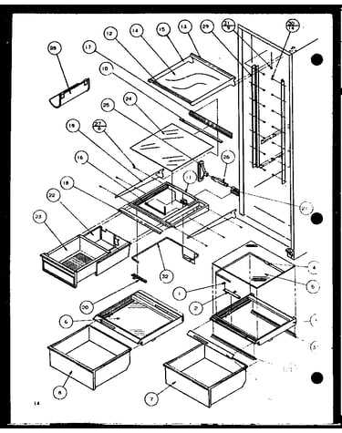 Refrigerator shelving and drawers (scde25j/p7870104w)