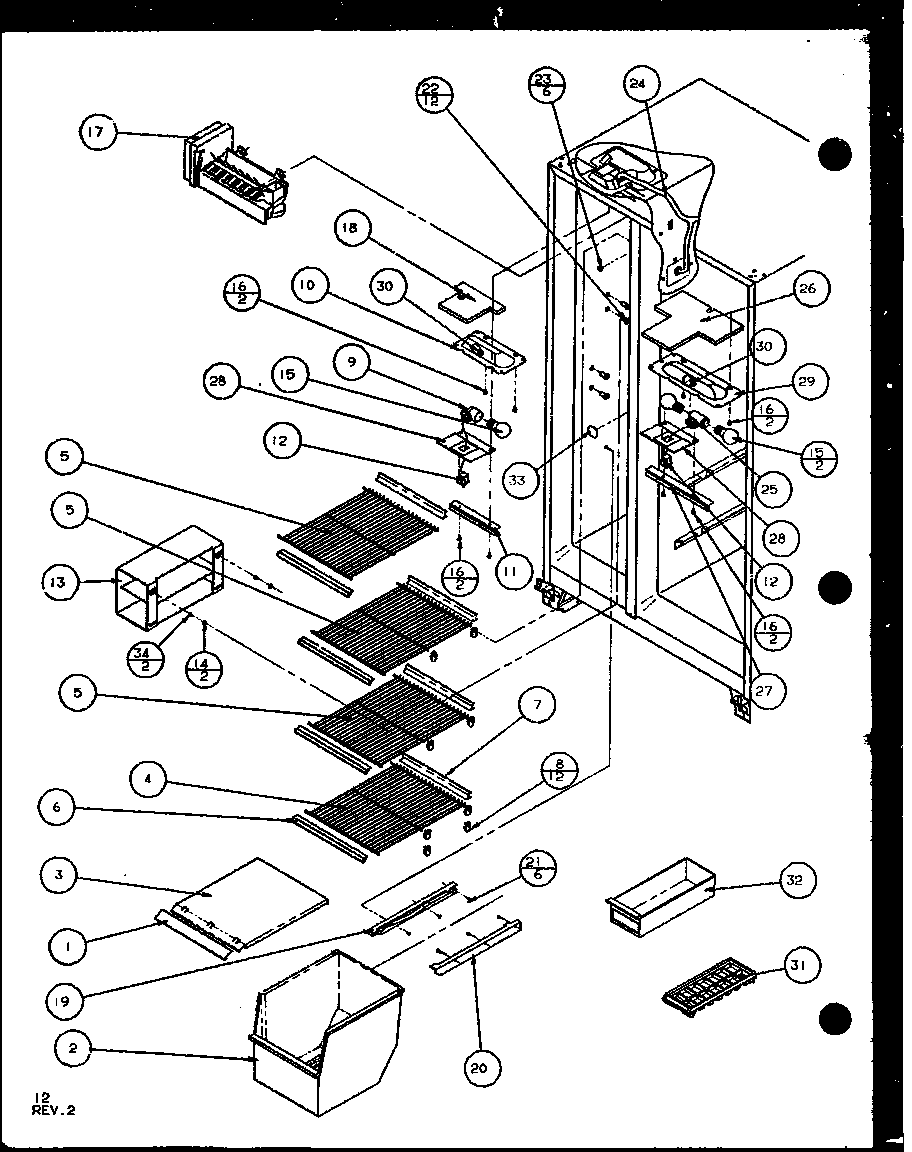 Freezer shelving and refrigerator light (sc25j/p7870113w) (sc25jp/7870114w) (sc25j/p1104027w) (sc25jp/p1104028w)