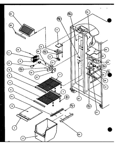 Freezer shelving and refrigerator light (sxd25j/p7870106w) (sxd25jb/p7870107w) (sxd25jp/p7870108w) (sxd22j/p7870119w)
