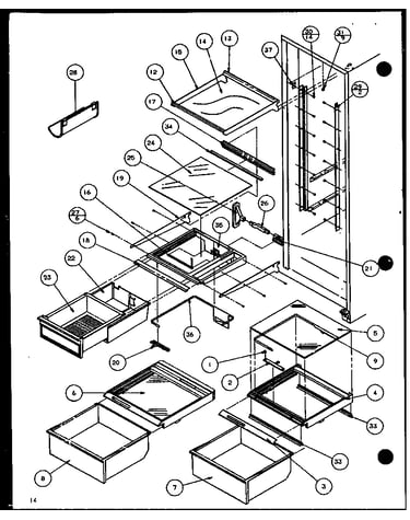 Refrigerator shelving and drawers (sxd25j/p7870106w) (sxd25jb/p7870107w) (sxd25jp/p7870108w) (sxd22j/p7870119w)