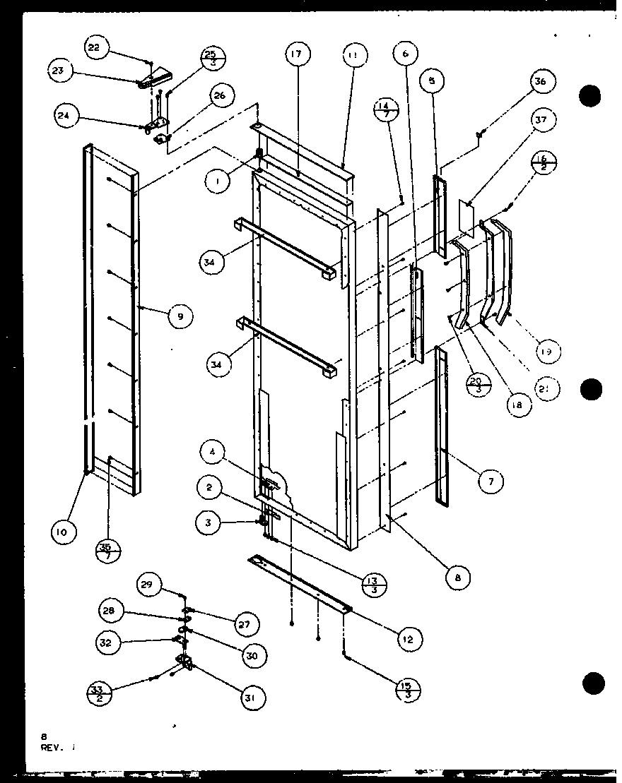 Refrigerator door hinge and trim parts (scd25j/p7870115w) (scd25jb/p7870116w) (scd25jp/p7870117w)
