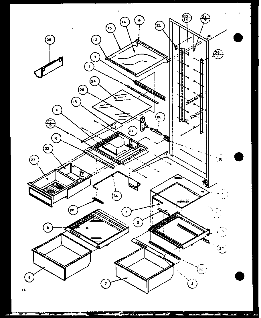 Refrigerator shelving and drawers (scd25j/p7870115w) (scd25jb/p7870116w) (scd25jp/p7870117w)
