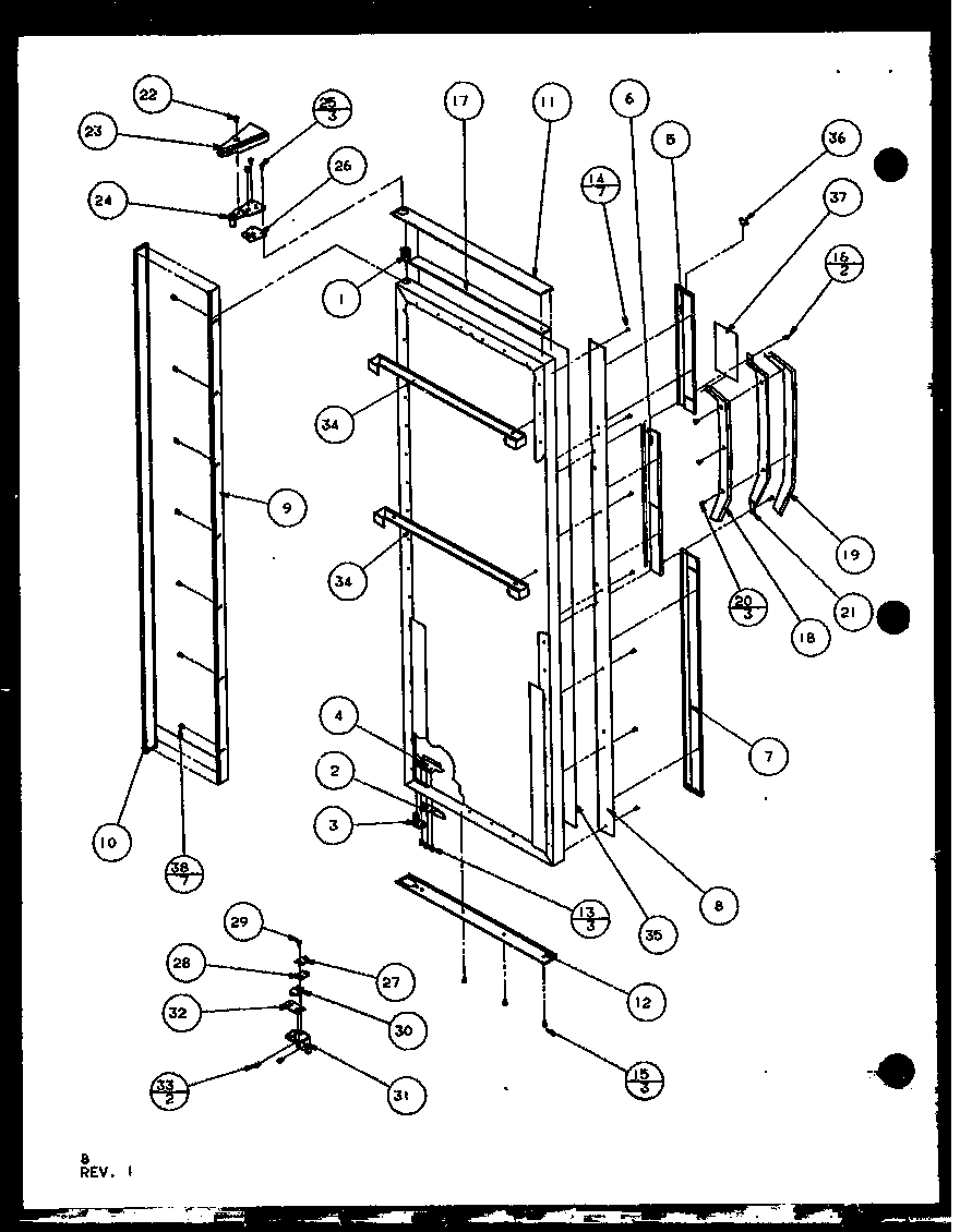Refrigerator door hinge and trim parts (sld25j/p7870110w) (sld25jb/p7870111w) (sld25jp/p7870112w) (sld22jb/p7870133w)