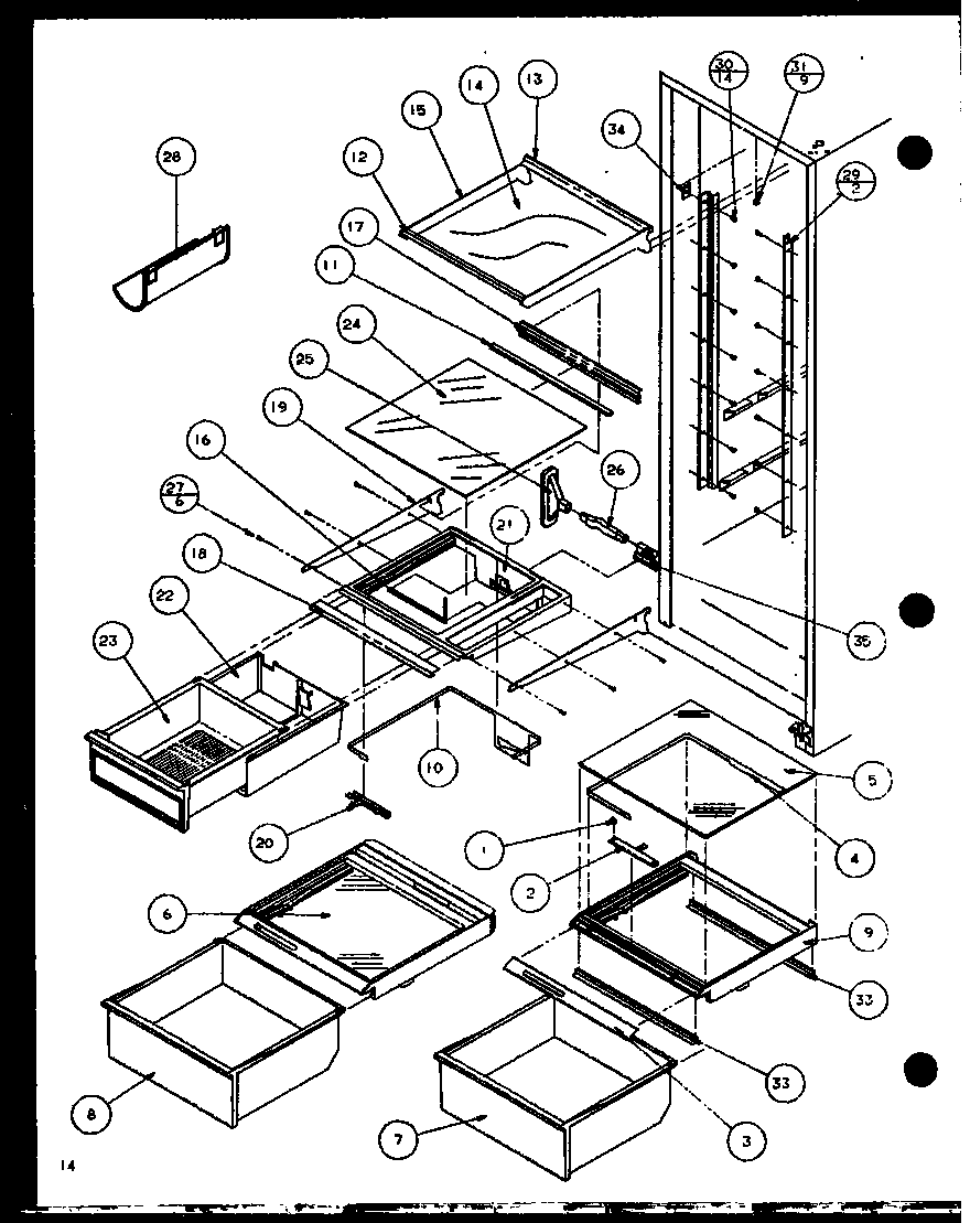 Refrigerator shelving and drawers (sld25j/p7870110w) (sld25jb/p7870111w) (sld25jp/p7870112w) (sld22jb/p7870133w)