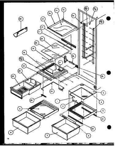 Refrigerator shelving and drawers (sld25j/p7870110w) (sld25jb/p7870111w) (sld25jp/p7870112w) (sld22jb/p7870133w)