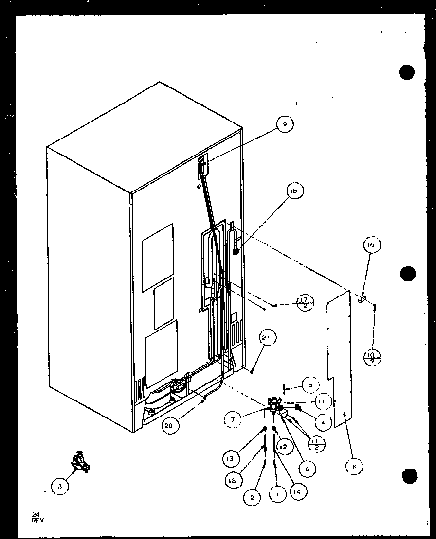 Cabinet back (sld25j/p7870110w) (sld25jb/p7870111w) (sld25jp/p7870112w) (sld22jb/p7870133w)