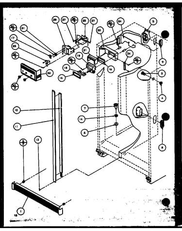 Refrigerator/freezer controls and cabinet parts