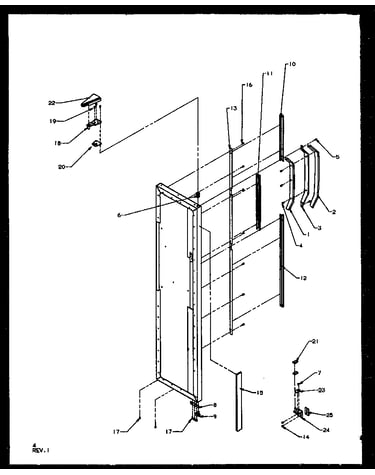 Freezer door hinge and trim parts
