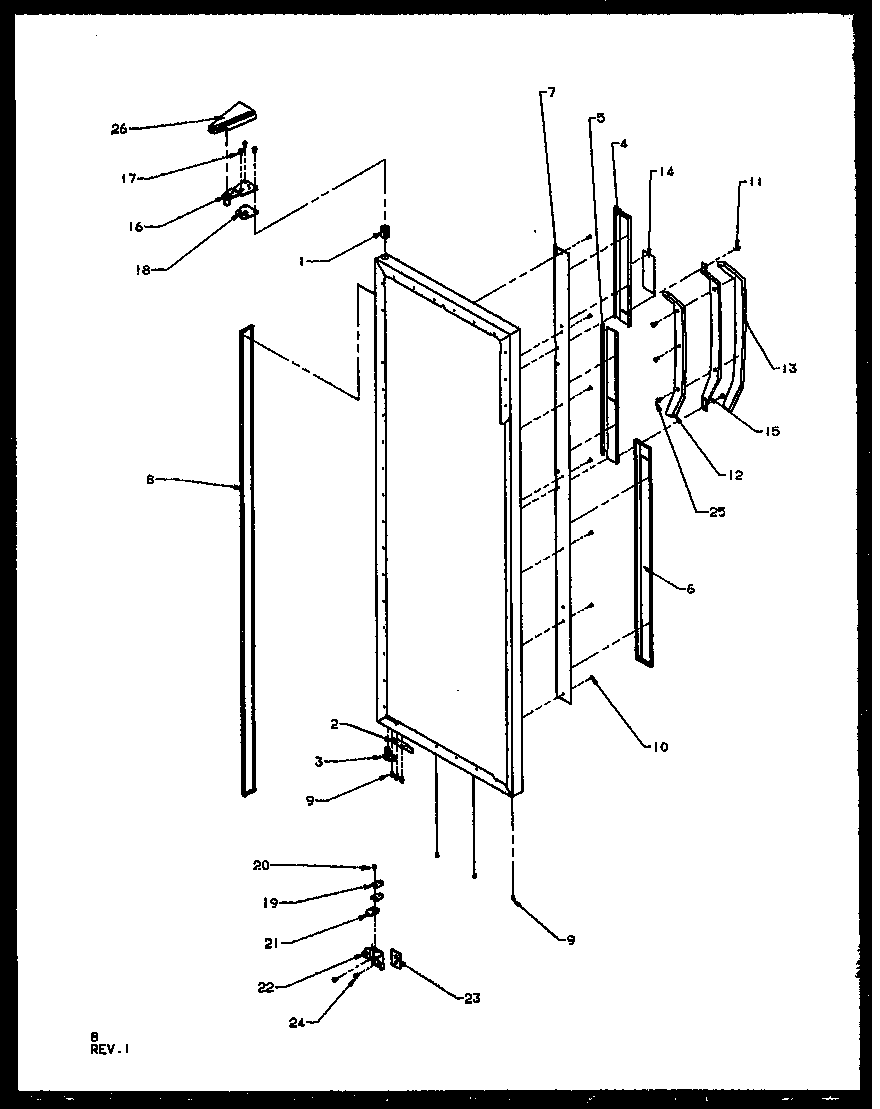 Refrigerator door hinge and trim parts