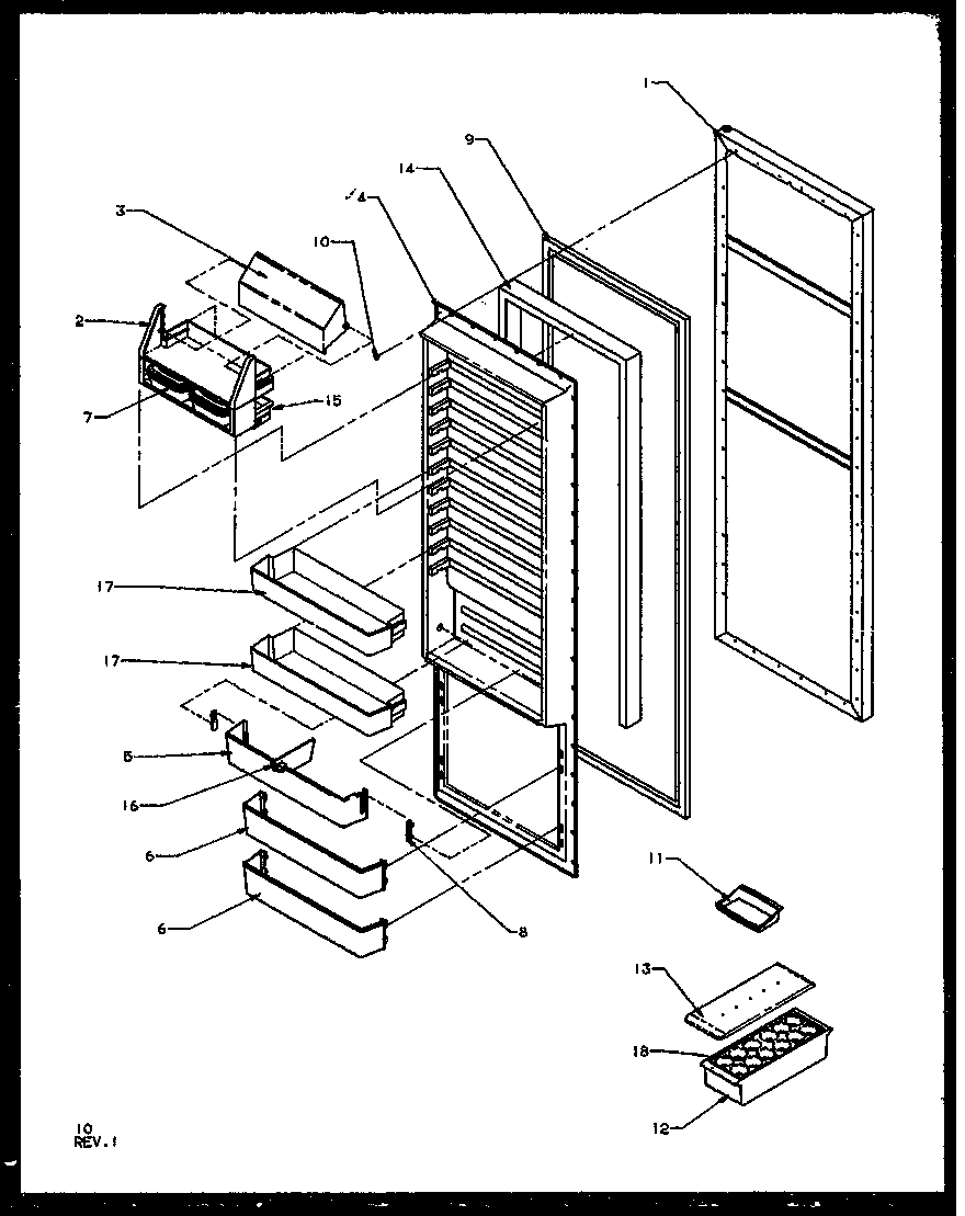 Refrigerator door (sz22ne/p1162701we) (sz22nl/p1162701wl) (sz22nw/p1162701ww) (sq22nbl/p1162705wl) (sq22nbw/p1162705ww)