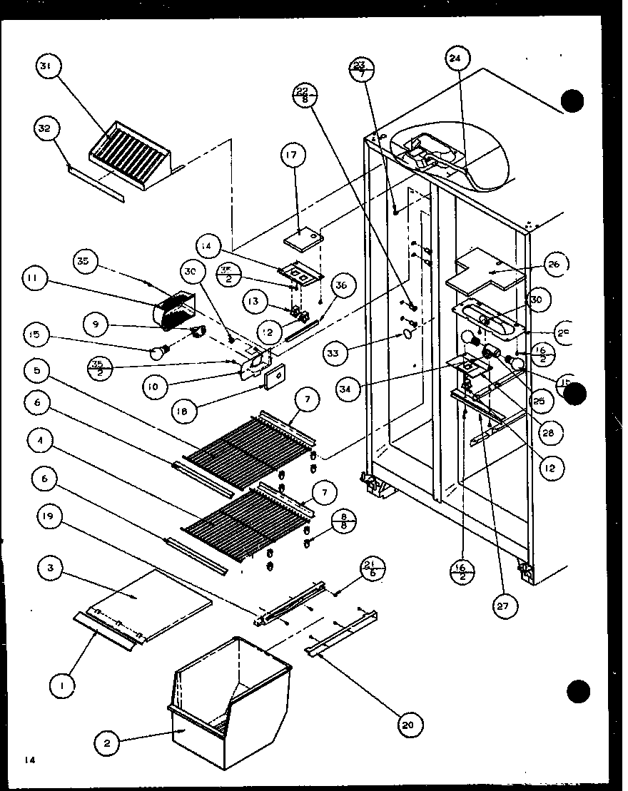 FREEZER SHELVING AND REFRIGERATOR LIGHT (36561/P1115501W) (36561/P1115502W) (36568/P1115503W) (36568/P1115504W)