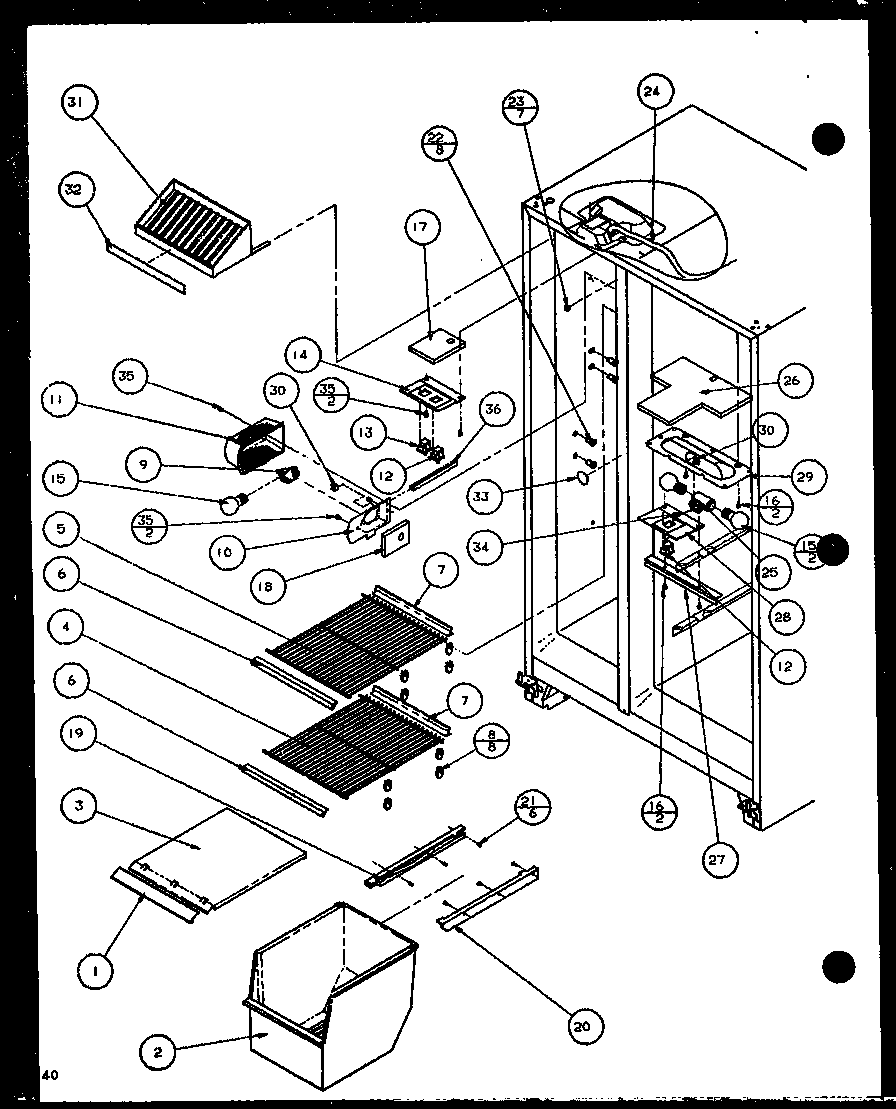 FREEZER SHELVING AND REFRIGERATOR LIGHT (36571/P1115505W) (36571/P1115506W) (36578/P1115507W) (36578/P1115508W)