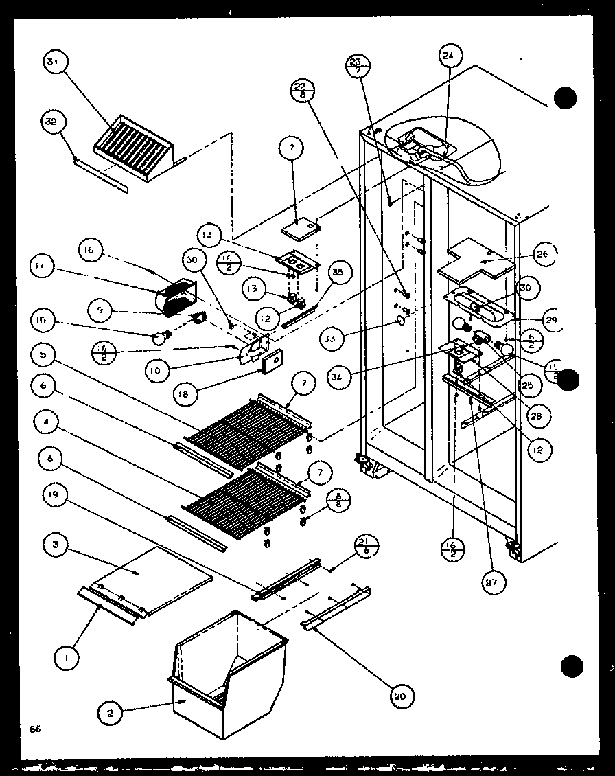 FREEZER SHELVING AND REFRIGERATOR LIGHT (36261/P1115701W) (36261/P1115702W) (36268/P1115703W) (36268/P1115704W)