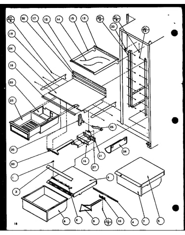 Refrigerator shelving and drawers (scd19j/p1116701w)