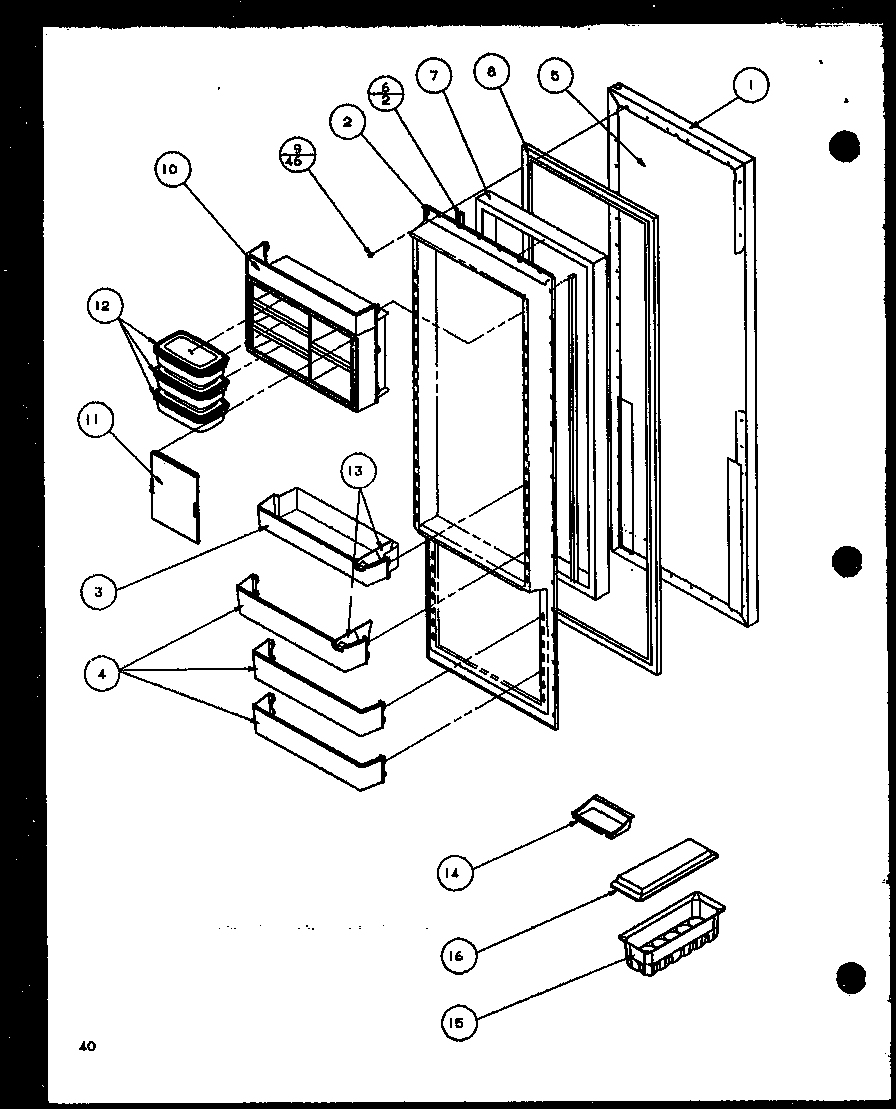 Refrigerator door (scd22j/p1116101w) (scd22j/p1116102w)