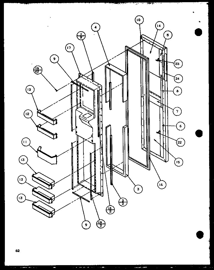 Freezer door (scd25j/p1116301w) (scd25j/p1116302w) (scd25jb/p1116303w) (scd25jb/p1116304w)