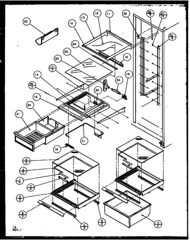 Refrigerator shelving and drawers (sqd25mb4l/p1153405wl) (sqd25mb4e/p1153405we) (sqd25mb4w/p1153405ww)