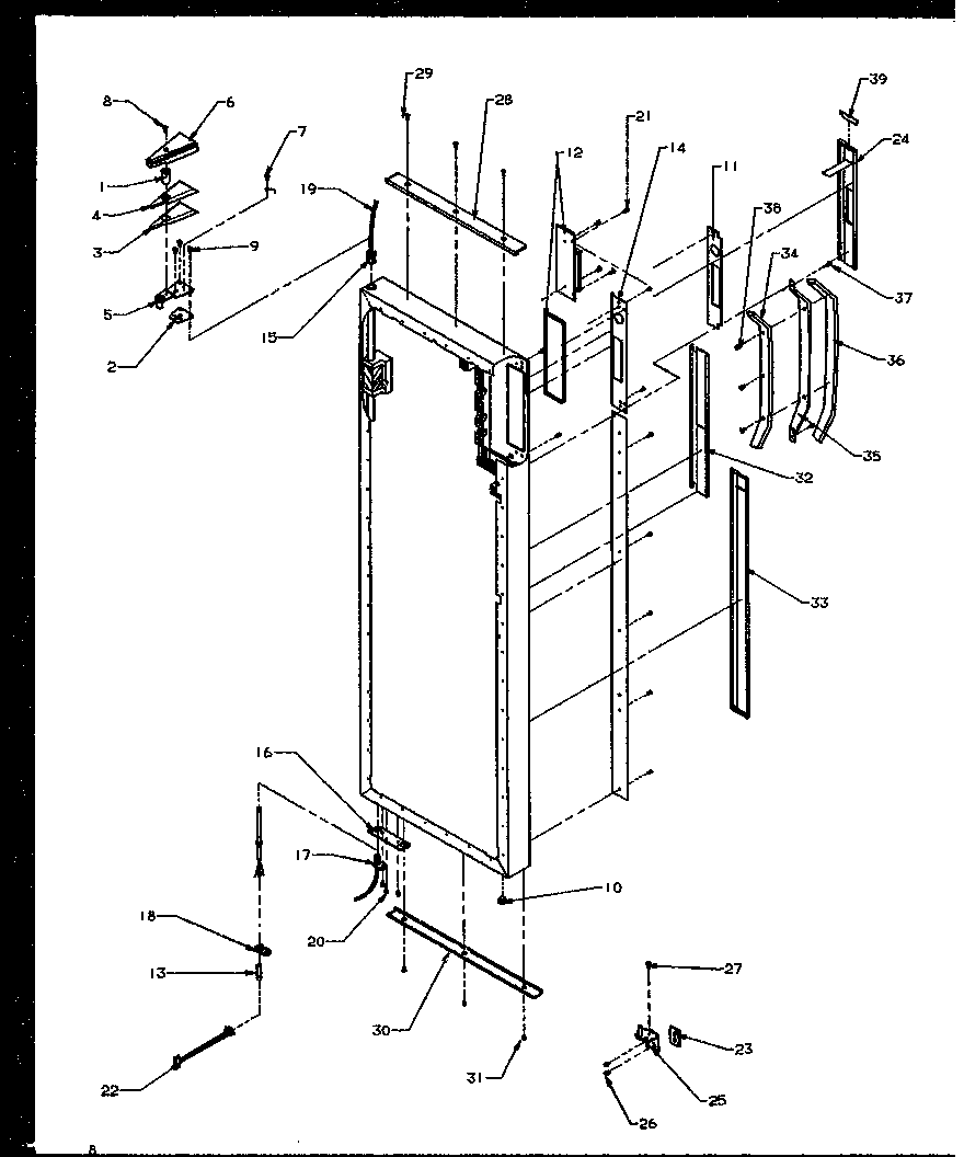 Refrigerator door hinge and trim parts