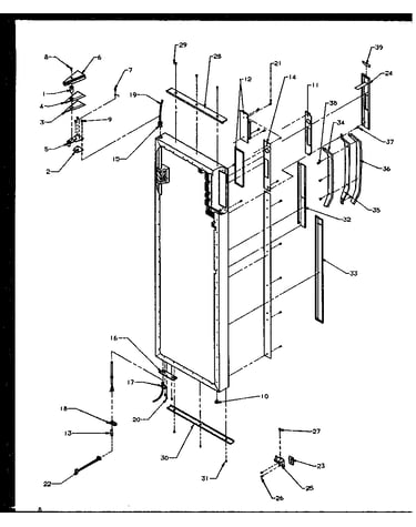 Refrigerator door hinge and trim parts