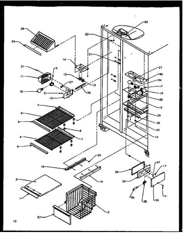 Freezer shelving and refrigerator light