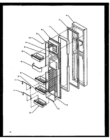 Freezer door (sxd27nl/p1162408wl) (sxd27ne/p1162408we) (sxd27nw/p1162408ww) (sxd27nw/p1162411ww) (sxd27ne/p1162411we) (sxd27nl/p1162411wl)
