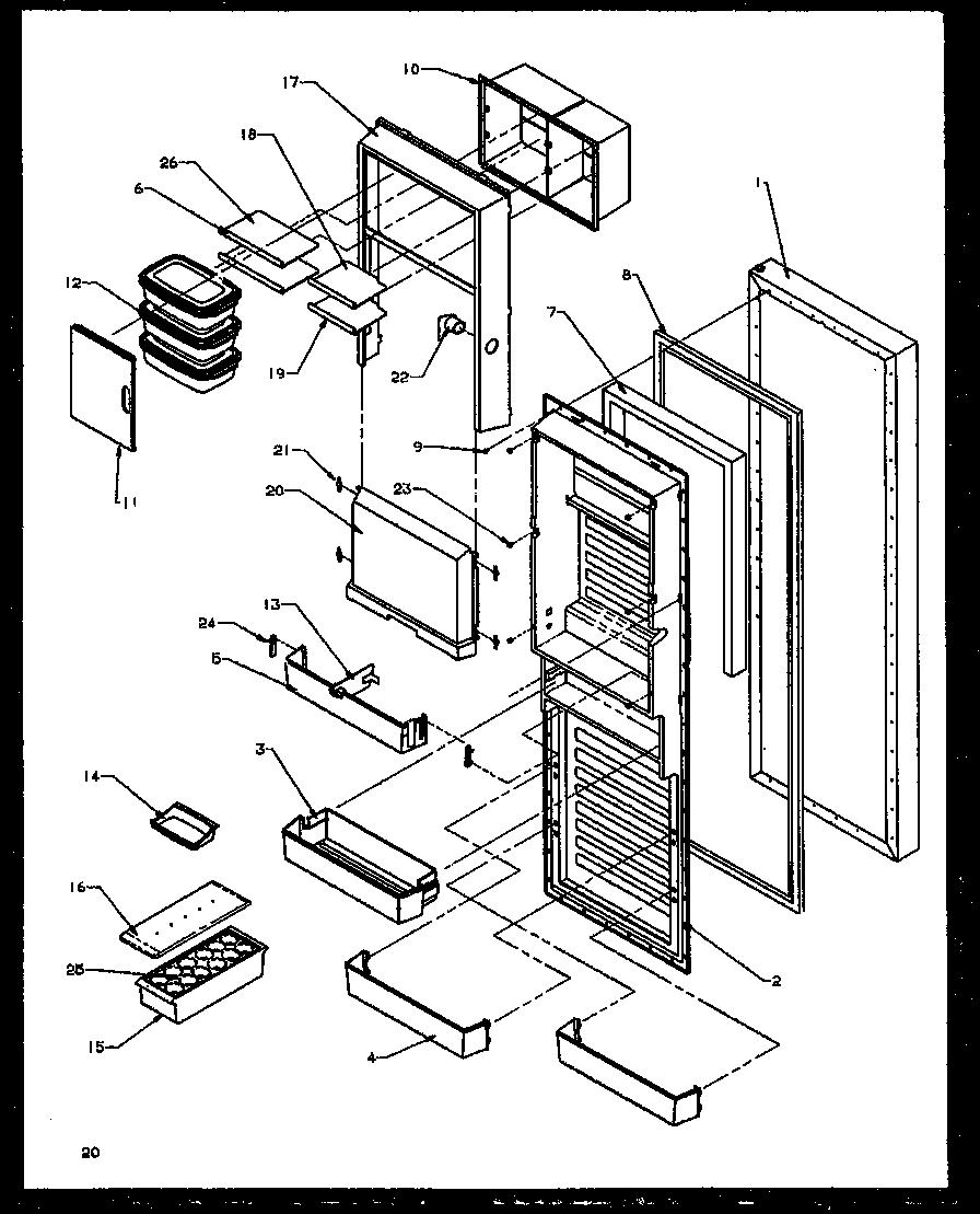 REFRIGERATOR DOOR (SXD25NE/P1162406WE) (SXD25NL/P1162406WL) (SXD25NW/P1162406WW) (SXD25NPE/P1162407WE) (SXD25NPL/P1162407WL) (SXD25NPW/P1162407WW)